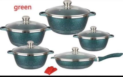12PCS MBH Granite Cookware - Pot Set (20CM, 24CM, 28CM, 32CM, Frypan 24CM & 2 Gloves)