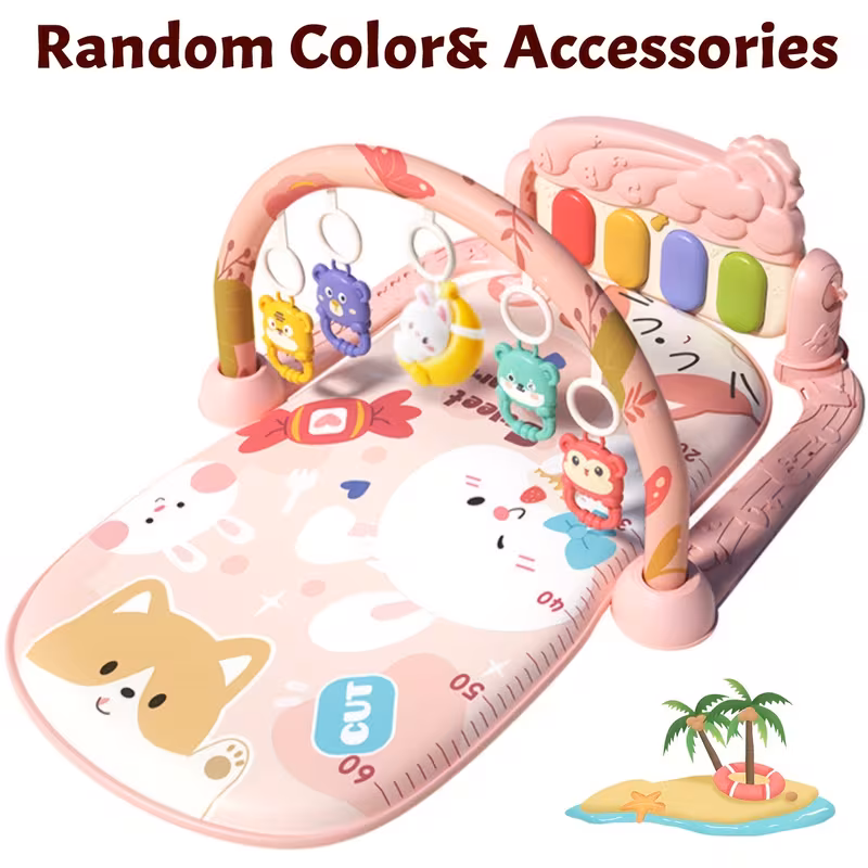 3 in 1 Baby Kick & Play Piano Gym Walker – Musical and Illuminated Infant Activity Mat with 5 Hanging Sensory Toys for Early Learning-SK