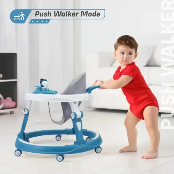 Adjustable Baby Walker with 3 Height Levels & 6 Seat Positions: Activity Toy Bar for Babies 6–18 Months-SK