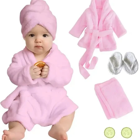 Newborn Baby Photography Outfit – Soft Cotton Bathrobe Style Nightwear Rope Set for Photoshoot Props-HK/SZ
